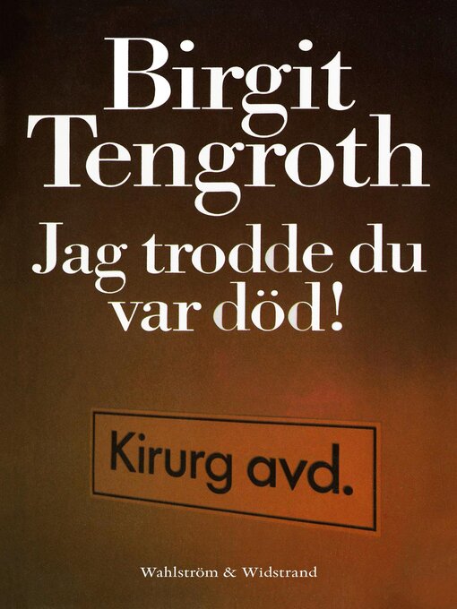 Title details for Jag trodde du var död! by Birgit Tengroth - Available